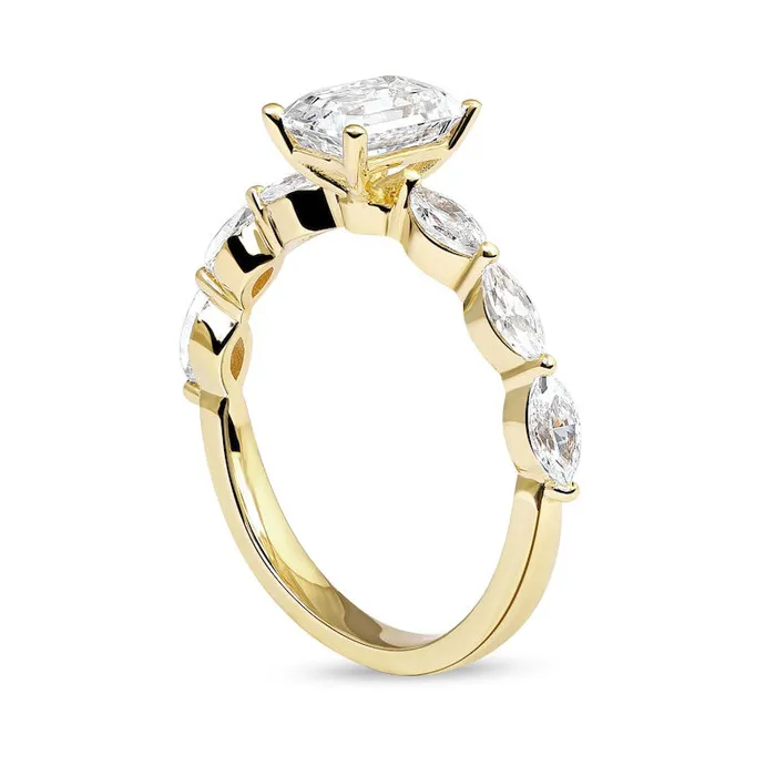 Goldia Rings 163 CT TW EmeraldCut and Marquise Natural Diamond Engagement Ring in Solid 14K Gold Goldia Rings 163 CT TW EmeraldCut and Marquise Natural Diamond Engagement Ring in Solid 14K Gold