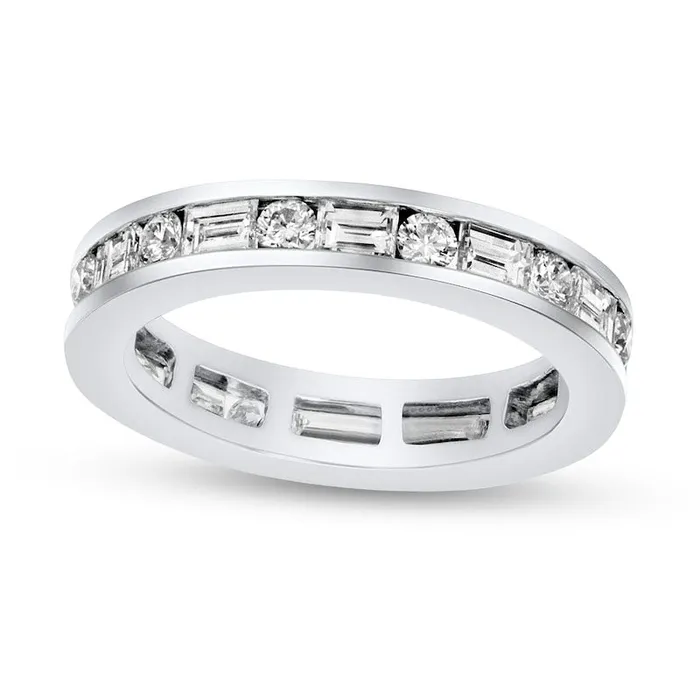 Goldia Rings 163 CT TW Natural Diamond Alternating Eternity Band in Solid 14K White Gold ISI2 Goldia Rings 163 CT TW Natural Diamond Alternating Eternity Band in Solid 14K White Gold ISI2