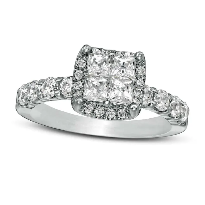 Goldia Rings 163 CT TW PrincessCut Quad Natural Diamond Frame Engagement Ring in Solid 14K White Gold Goldia Rings 163 CT TW PrincessCut Quad Natural Diamond Frame Engagement Ring in Solid 14K White Gold