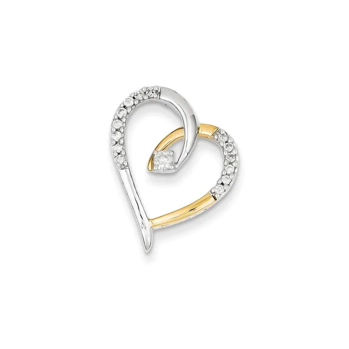 Goldia Rings 14k TwoTone Gold Heart Real Diamond Pendant
