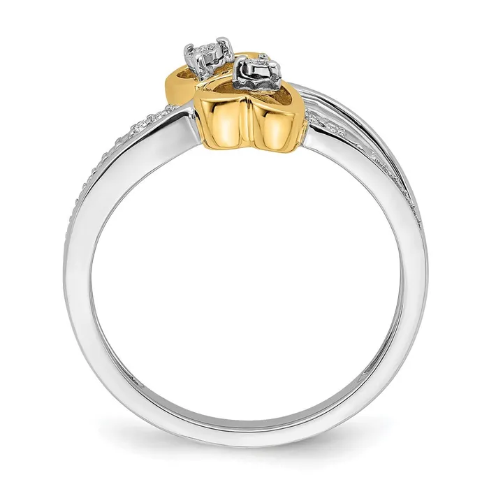 Goldia Rings 14k TwoTone Gold Polished Double Heart Real Diamond Ring