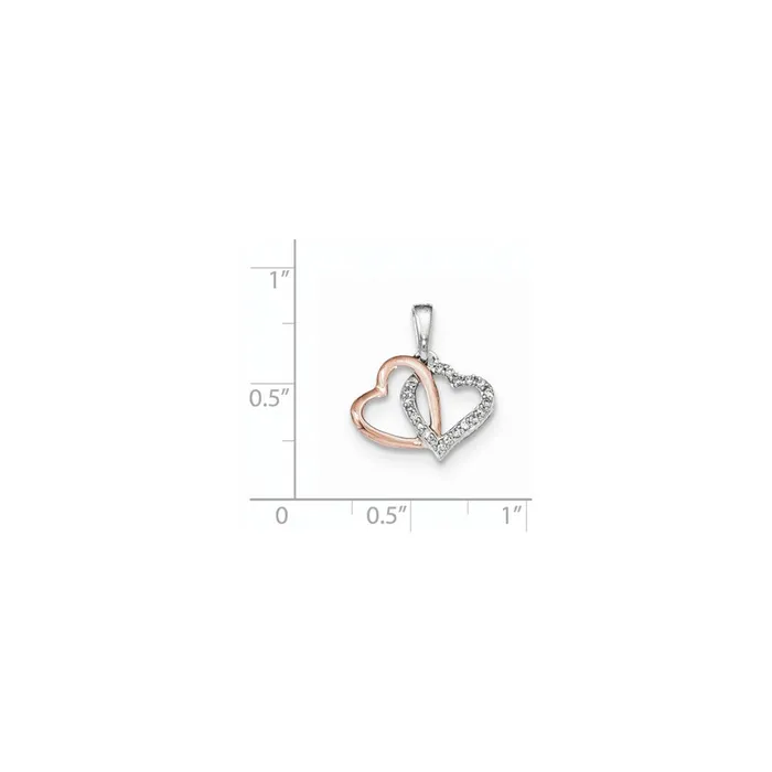 Goldia Rings 14k Twotone Gold White and Rose Rhodium Real Diamond Heart Pendant
