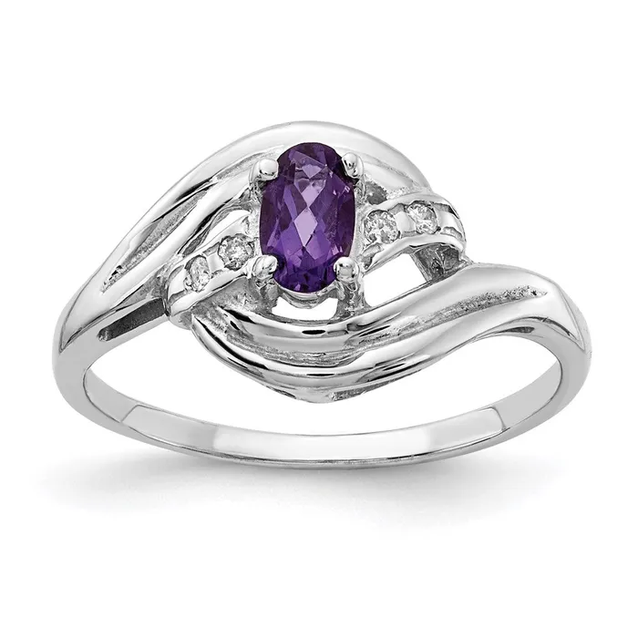 Goldia Rings 14k White Gold 5x3mm Oval Amethyst A Real Diamond ring