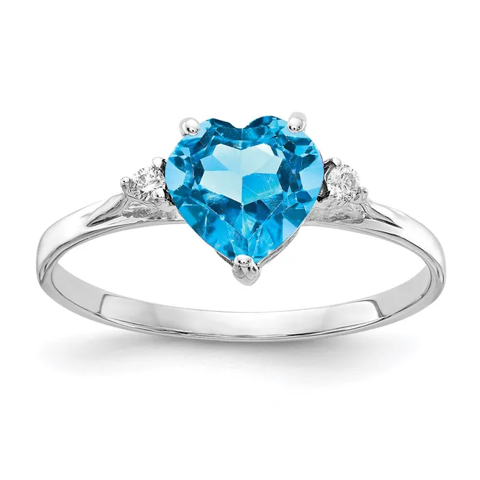Goldia Rings 14k White Gold 7mm Heart Blue Topaz A Real Diamond ring