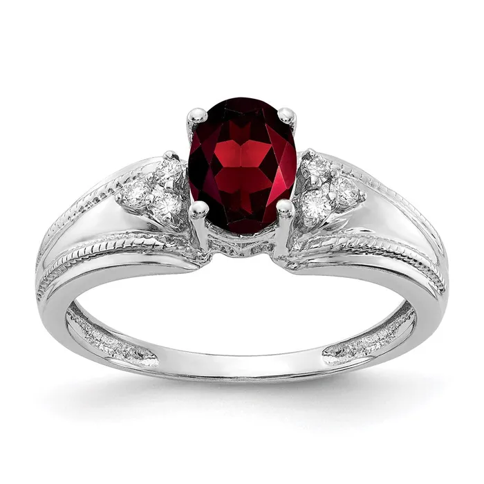 Goldia Rings 14k White Gold 7x5mm Oval Garnet A Real Diamond ring