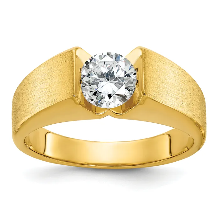 Goldia Rings 14k Yellow Gold 1 Ct Lab Grown Diamond VSSI G Mens Ring