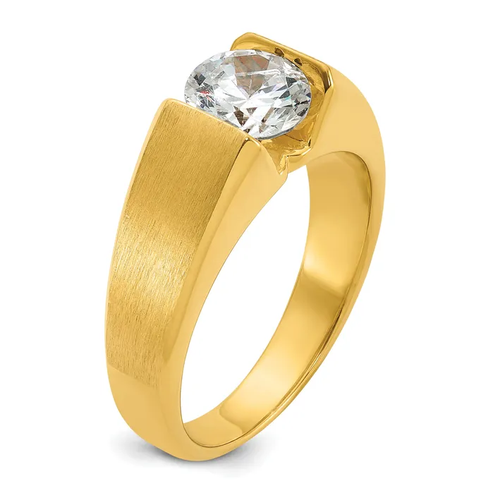 Goldia Rings 14k Yellow Gold 1 Ct Lab Grown Diamond VSSI G Mens Ring