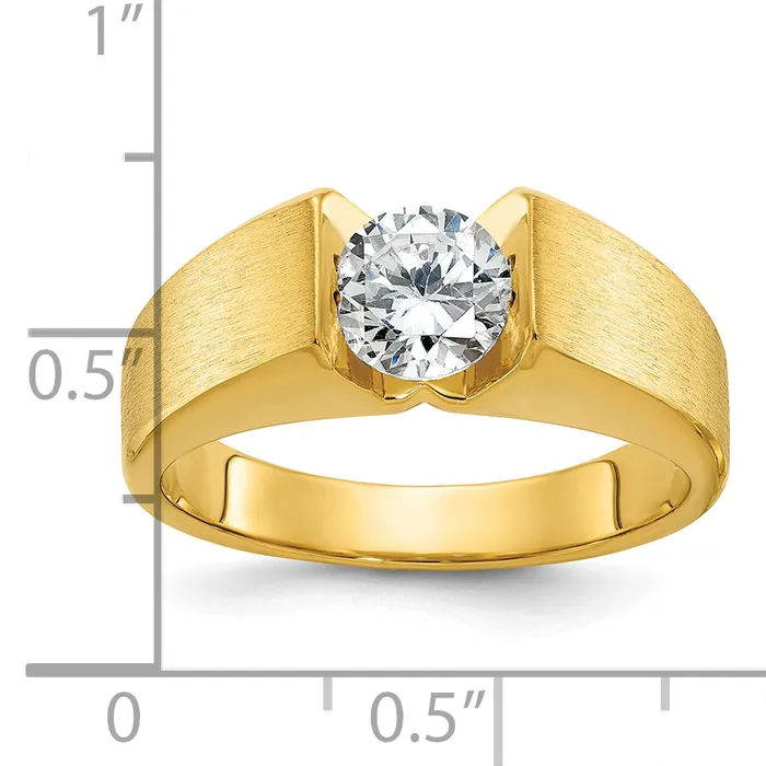 Goldia Rings 14k Yellow Gold 1 Ct Lab Grown Diamond VSSI G Mens Ring