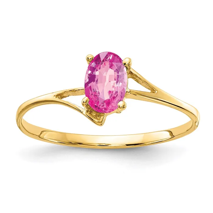 Goldia Rings 14K Yellow Gold 6x4mm Oval Pink Sapphire ring