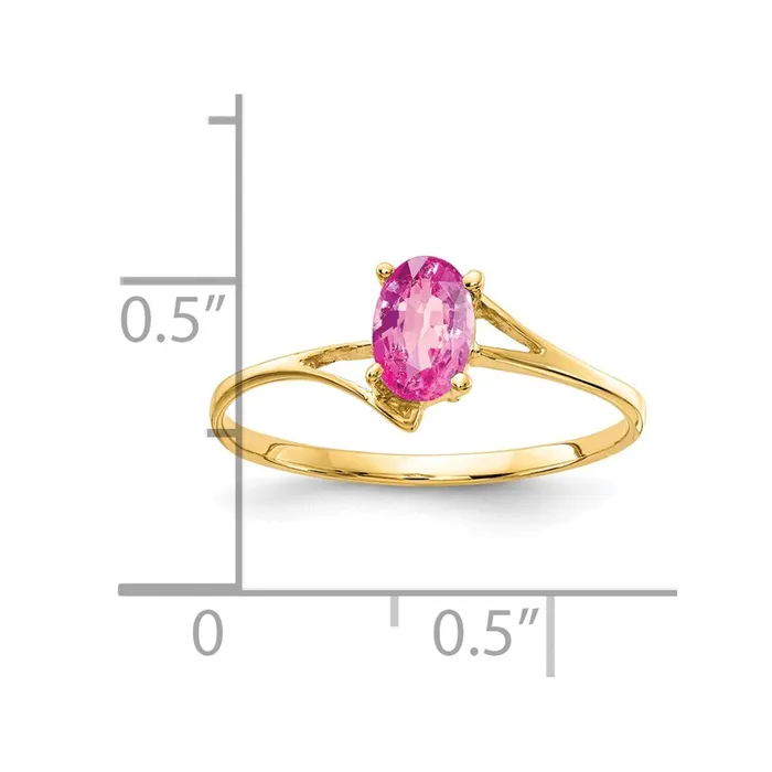 Goldia Rings 14K Yellow Gold 6x4mm Oval Pink Sapphire ring