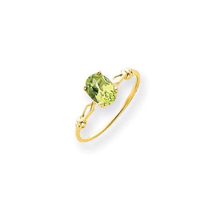 Goldia Rings 14K Yellow Gold 7x5mm Oval Peridot Checker ring