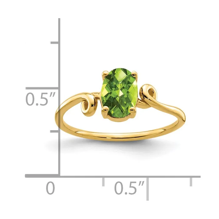 Goldia Rings 14K Yellow Gold 7x5mm Oval Peridot Checker ring
