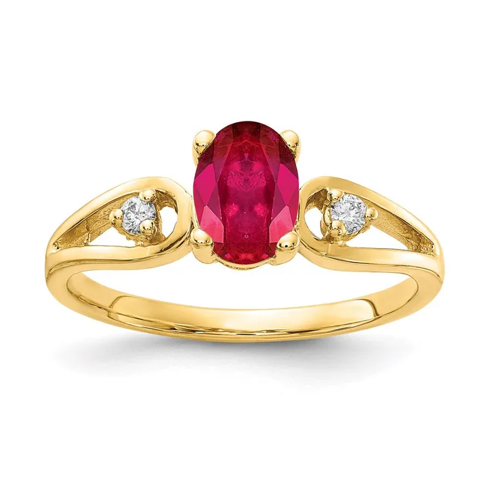 Goldia Rings 14K Yellow Gold 7x5mm Oval Ruby A Real Diamond ring