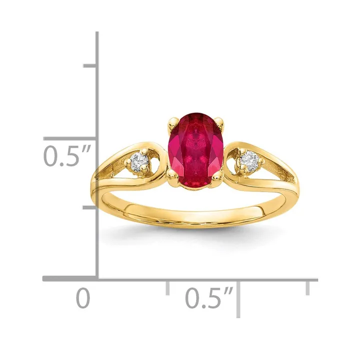 Goldia Rings 14K Yellow Gold 7x5mm Oval Ruby A Real Diamond ring