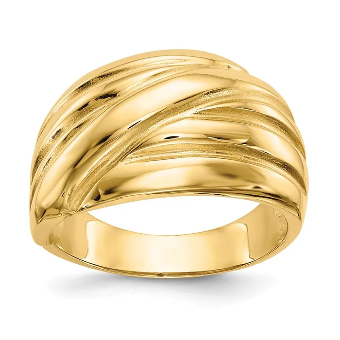 Goldia Rings 14K Yellow Gold Polished Scalloped Dome Ring