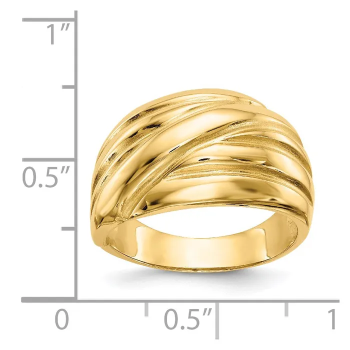 Goldia Rings 14K Yellow Gold Polished Scalloped Dome Ring