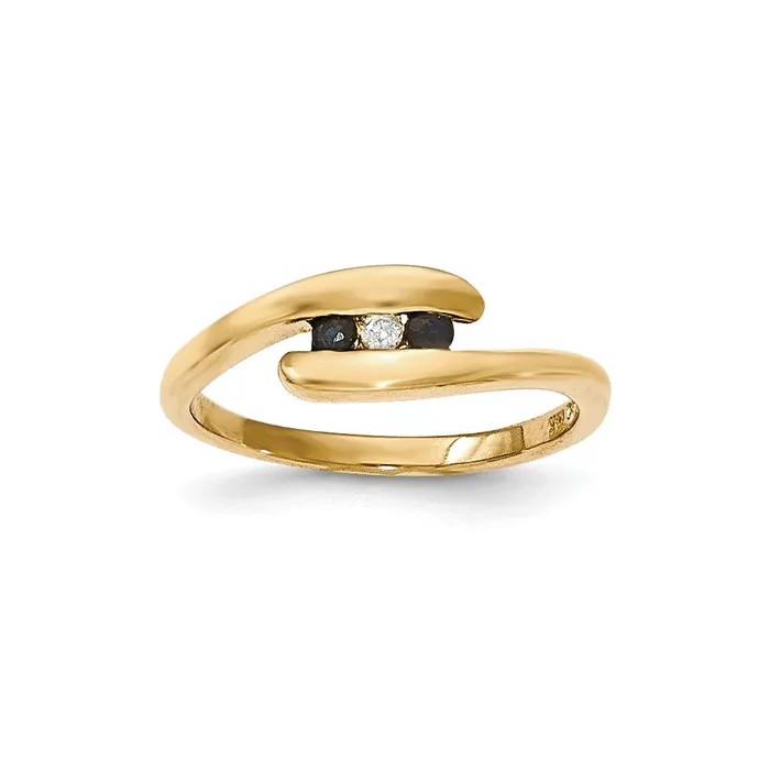 Goldia Rings 14k Yellow Gold Sapphire and Real Diamond Ring