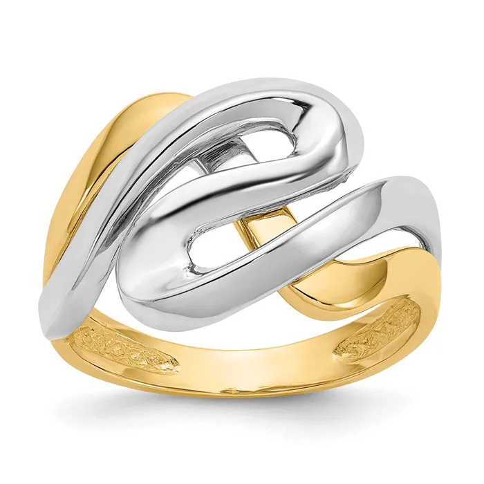 Goldia Rings 14k Yellow Gold wRhodium Swirl Ring
