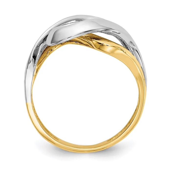 Goldia Rings 14k Yellow Gold wRhodium Swirl Ring