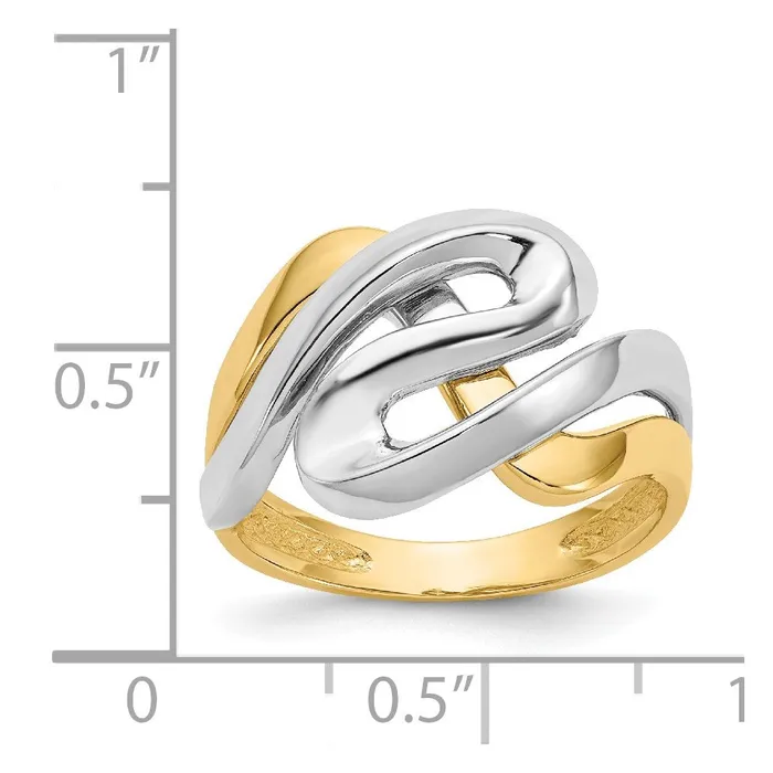 Goldia Rings 14k Yellow Gold wRhodium Swirl Ring