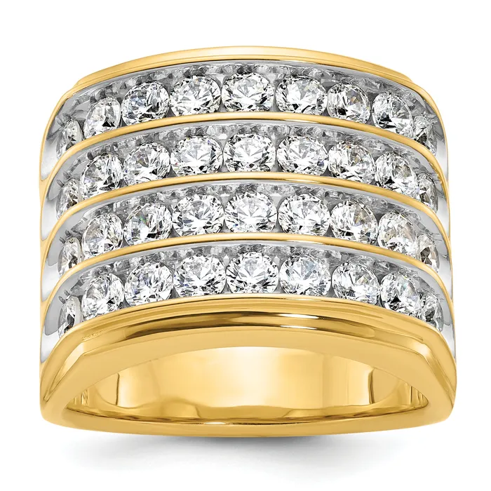 Goldia Rings 14k Yellow Gold with White Rhodium 3 34 Ct Lab Grown Diamond VSSI G Four Row Mens Ring Goldia Rings 14k Yellow Gold with White Rhodium 3 34 Ct Lab Grown Diamond VSSI G Four Row Mens Ring