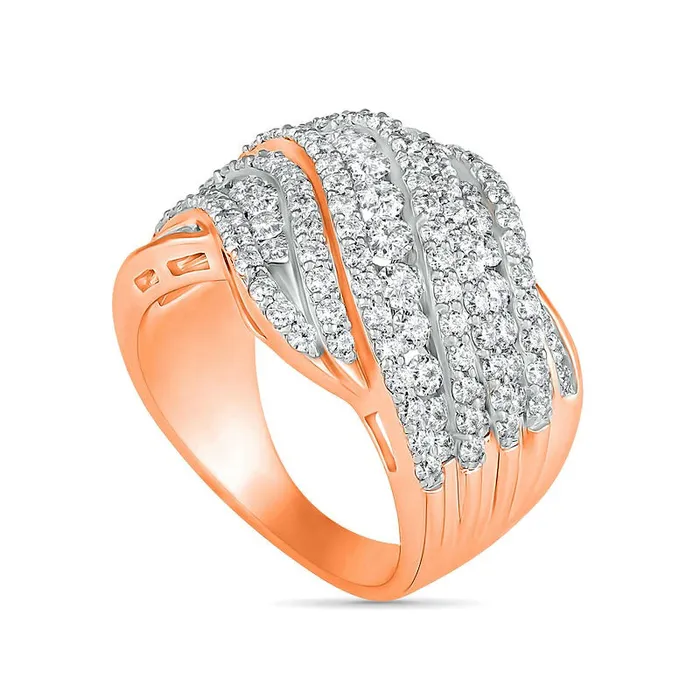 Goldia Rings 20 CT TW Natural Diamond MultiRow Crossover Ring in Solid 10K Rose Gold Goldia Rings 20 CT TW Natural Diamond MultiRow Crossover Ring in Solid 10K Rose Gold
