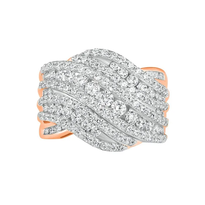 Goldia Rings 20 CT TW Natural Diamond MultiRow Crossover Ring in Solid 10K Rose Gold Goldia Rings 20 CT TW Natural Diamond MultiRow Crossover Ring in Solid 10K Rose Gold