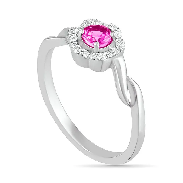 Goldia Rings 40mm LabCreated Pink and White Sapphire Frame Twist Shank Flower Ring in Sterling Silver Goldia Rings 40mm LabCreated Pink and White Sapphire Frame Twist Shank Flower Ring in Sterling Silver