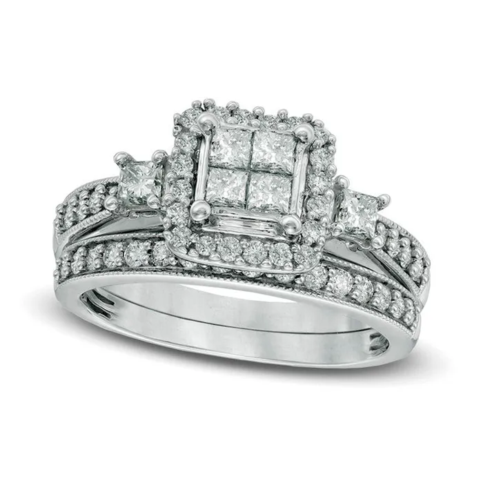 Goldia Rings CUSTOM ORDER MATCHING BAND ONLY 10 CT TW Quad PrincessCut Natural Diamond Bridal Engagement Ring Set in Solid 10K White Gold Goldia Rings CUSTOM ORDER MATCHING BAND ONLY 10 CT TW Quad PrincessCut Natural Diamond Bridal Engagement Ring Set in Solid 10K White Gold