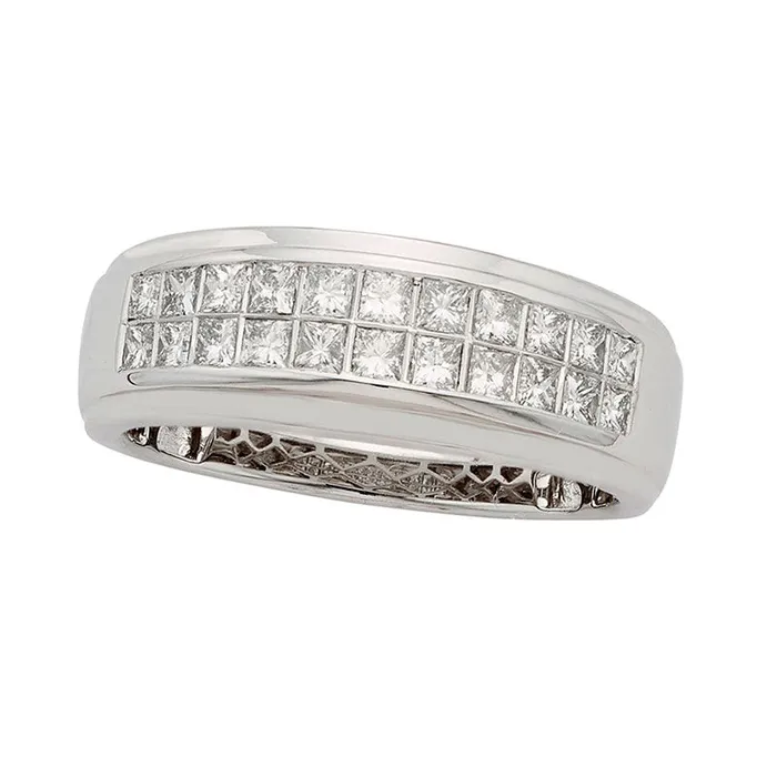 Goldia Rings Mens 10 CT TW Certified SquareCut Natural Diamond Double Row Wedding Band in Solid 14K White Gold II1 Goldia Rings Mens 10 CT TW Certified SquareCut Natural Diamond Double Row Wedding Band in Solid 14K White Gold II1