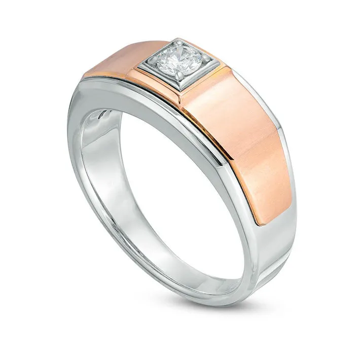 Goldia Rings Mens 025 CT Natural Clarity Enhanced Diamond Solitaire Square Edged Wedding Ring in Solid 10K TwoTone Gold Goldia Rings Mens 025 CT Natural Clarity Enhanced Diamond Solitaire Square Edged Wedding Ring in Solid 10K TwoTone Gold