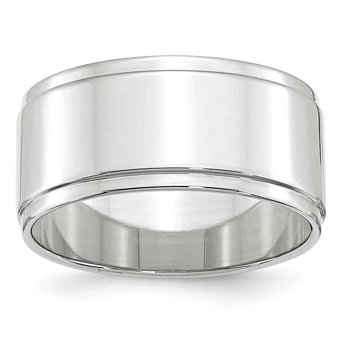 Goldia Rings Solid 10K White Gold 10mm Flat with Step Edge MensWomens Wedding Band Ring Size 8 Goldia Rings Solid 10K White Gold 10mm Flat with Step Edge MensWomens Wedding Band Ring Size 8
