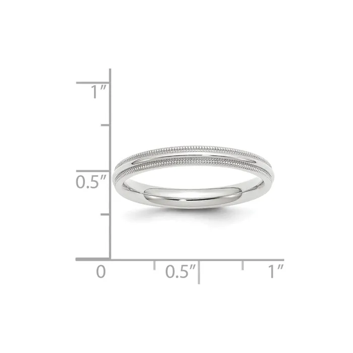 Goldia Rings Solid 10K White Gold 3mm Milgrain Comfort Fit MensWomens Wedding Band Ring Size 115