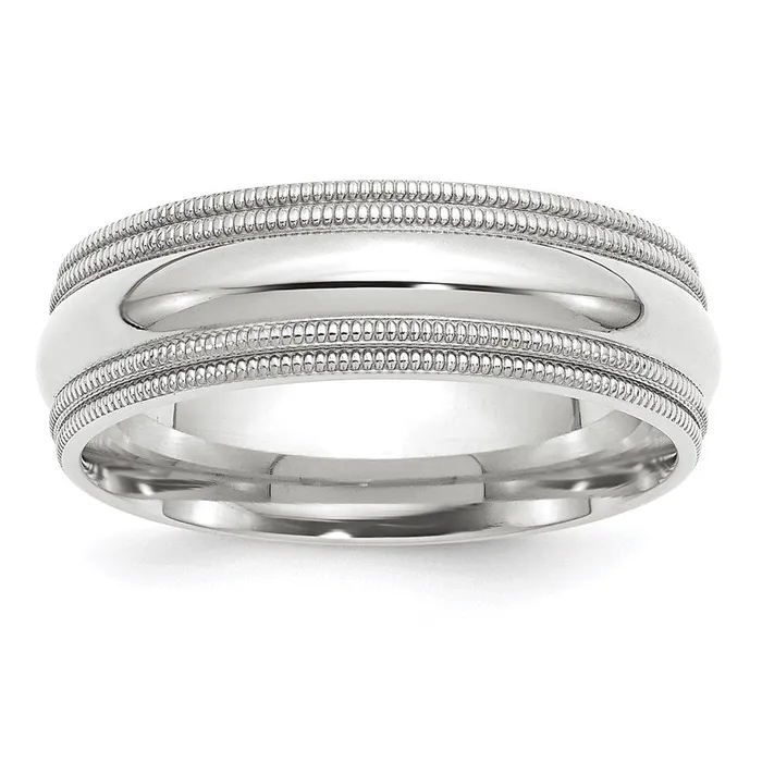 Goldia Rings Solid 10K White Gold 7mm Double Milgrain Comfort Fit MensWomens Wedding Band Ring Size 125 Goldia Rings Solid 10K White Gold 7mm Double Milgrain Comfort Fit MensWomens Wedding Band Ring Size 125