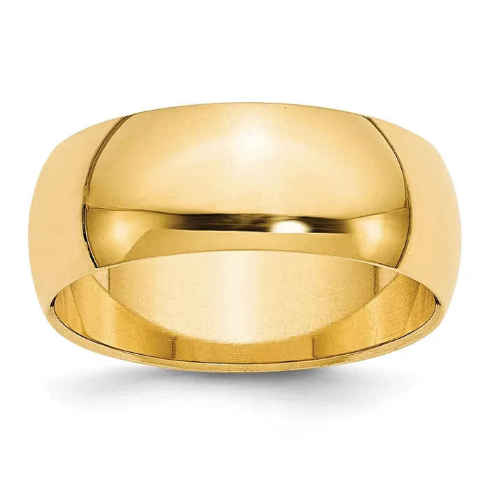 Goldia Rings Solid 10K Yellow Gold 8mm Half Round MensWomens Wedding Band Ring Size 13