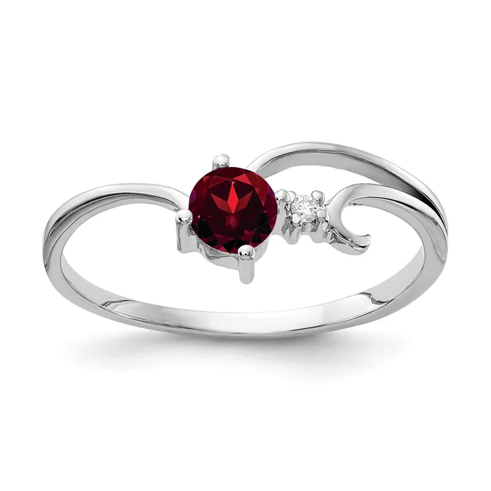 Goldia Rings Solid 14k White Gold 4mm Simulated Garnet AA CZ Ring