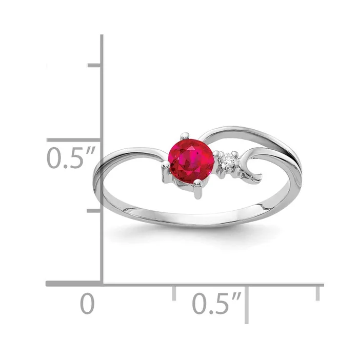 Goldia Rings Solid 14k White Gold 4mm Simulated Ruby A CZ Ring