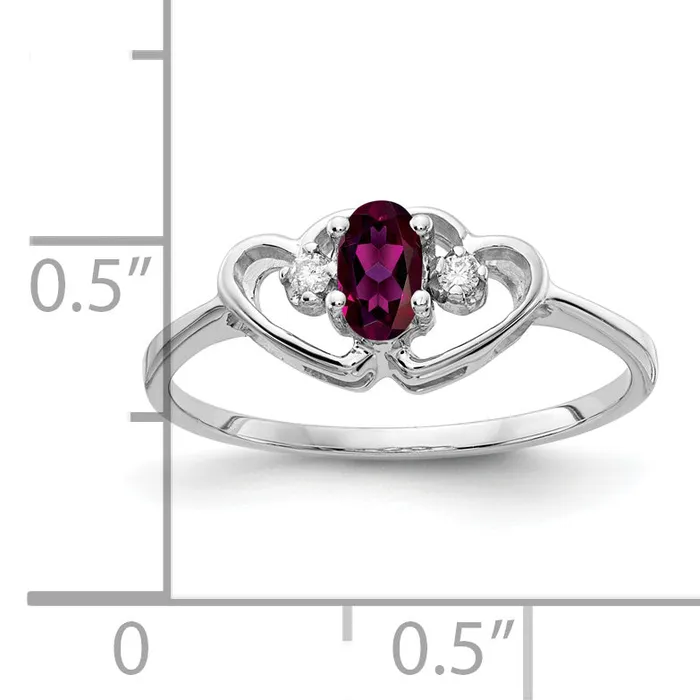 Goldia Rings Solid 14k White Gold 5x3mm Oval Rhodolite Simulated Garnet AAA CZ Ring