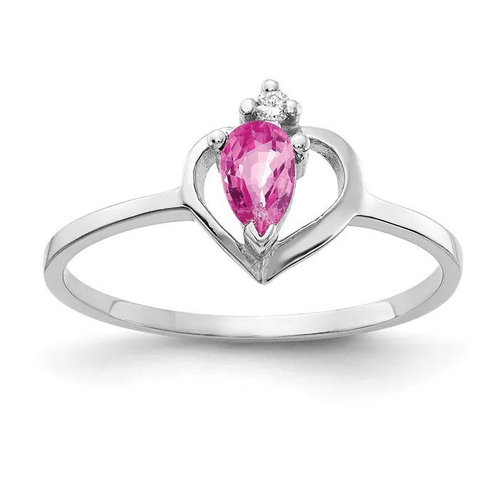 Goldia Rings Solid 14k White Gold 5x3mm Pear PinK Simulated Sapphire A CZ Ring Goldia Rings Solid 14k White Gold 5x3mm Pear PinK Simulated Sapphire A CZ Ring