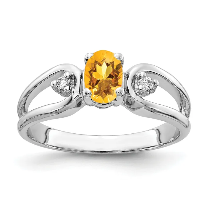 Goldia Rings Solid 14k White Gold 6x4mm Oval Simulated Citrine VS CZ Ring Goldia Rings Solid 14k White Gold 6x4mm Oval Simulated Citrine VS CZ Ring