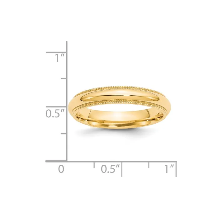Goldia Rings Solid 14K Yellow Gold 4mm Milgrain Comfort Fit MensWomens Wedding Band Ring Size 13