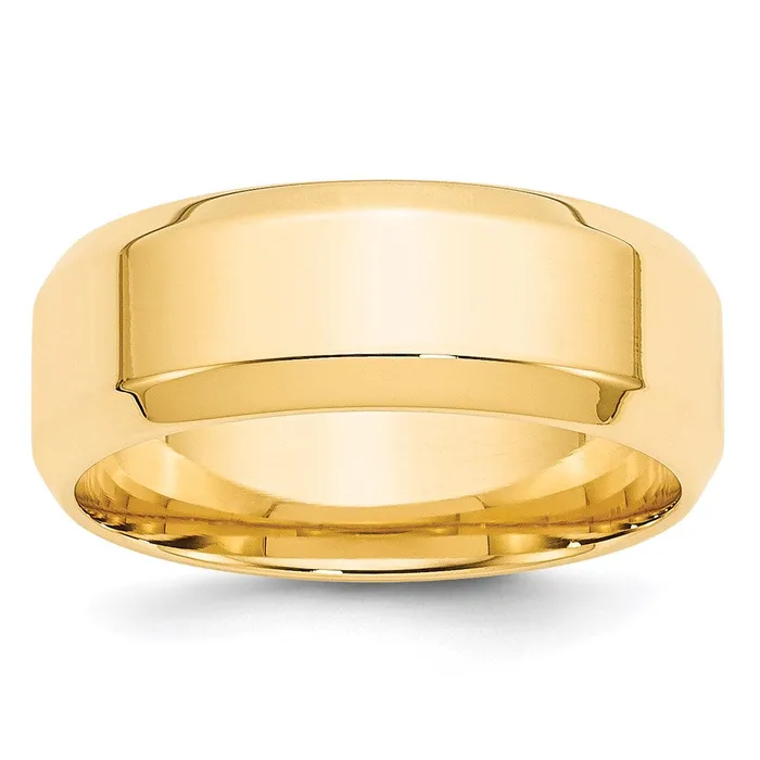 Goldia Rings Solid 14K Yellow Gold 8mm Bevel Edge Comfort Fit MensWomens Wedding Band Ring Size 95 Goldia Rings Solid 14K Yellow Gold 8mm Bevel Edge Comfort Fit MensWomens Wedding Band Ring Size 95