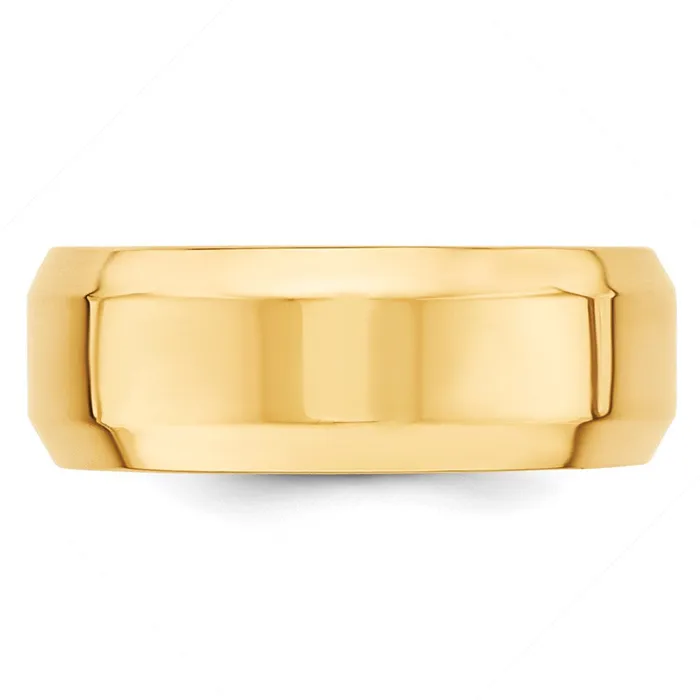 Goldia Rings Solid 14K Yellow Gold 8mm Bevel Edge Comfort Fit MensWomens Wedding Band Ring Size 95 Goldia Rings Solid 14K Yellow Gold 8mm Bevel Edge Comfort Fit MensWomens Wedding Band Ring Size 95