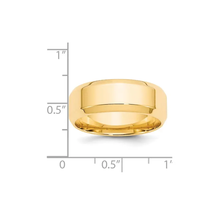 Goldia Rings Solid 14K Yellow Gold 8mm Bevel Edge Comfort Fit MensWomens Wedding Band Ring Size 95 Goldia Rings Solid 14K Yellow Gold 8mm Bevel Edge Comfort Fit MensWomens Wedding Band Ring Size 95