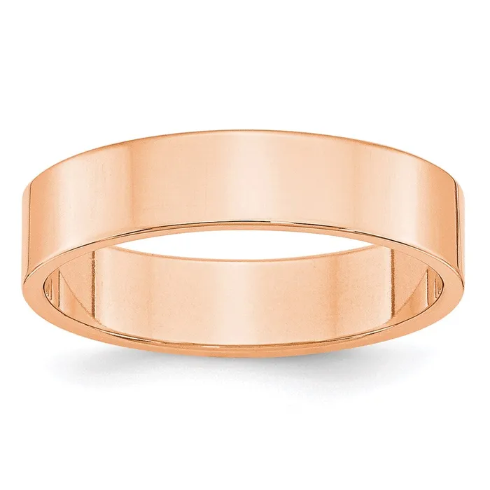 Goldia Rings Solid 14K Yellow Gold Rose Gold 5mm Light Weight Flat MensWomens Wedding Band Ring Size 55