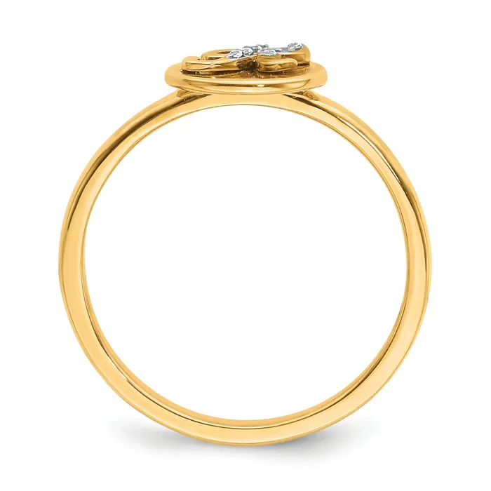 Goldia Rings Solid 14k Yellow Gold Simulated CZ Initial R Ring
