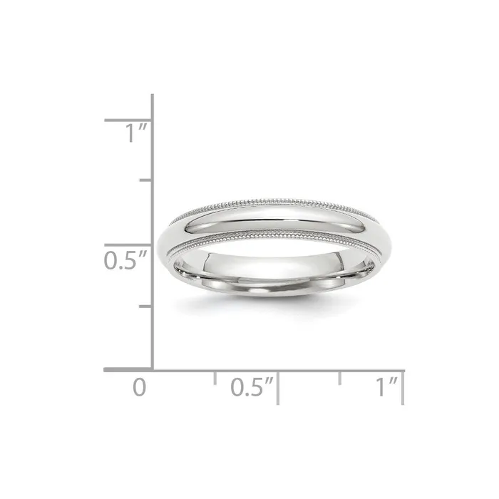 Goldia Rings Solid 18K White Gold 4mm Milgrain Comfort Fit MensWomens Wedding Band Ring Size 7