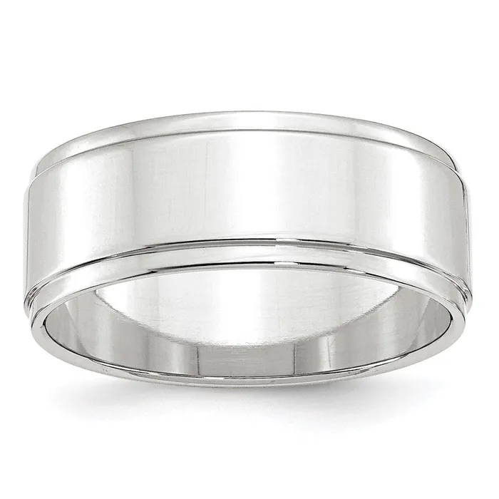 Goldia Rings Solid 18K White Gold 8mm Flat with Step Edge MensWomens Wedding Band Ring Size 65 Goldia Rings Solid 18K White Gold 8mm Flat with Step Edge MensWomens Wedding Band Ring Size 65