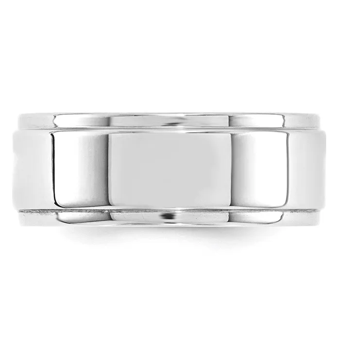 Goldia Rings Solid 18K White Gold 8mm Flat with Step Edge MensWomens Wedding Band Ring Size 65 Goldia Rings Solid 18K White Gold 8mm Flat with Step Edge MensWomens Wedding Band Ring Size 65