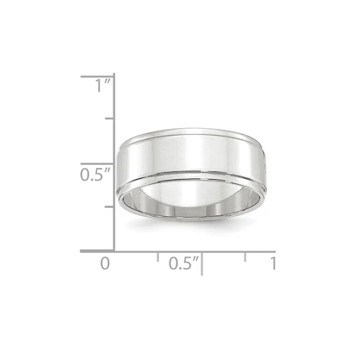 Goldia Rings Solid 18K White Gold 8mm Flat with Step Edge MensWomens Wedding Band Ring Size 65 Goldia Rings Solid 18K White Gold 8mm Flat with Step Edge MensWomens Wedding Band Ring Size 65